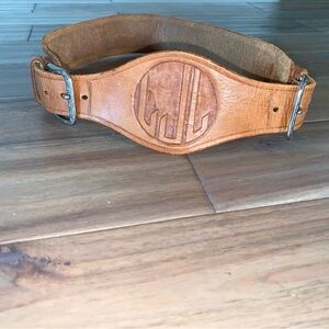 Tan Leather Women's Belt with Embossed Floral Design